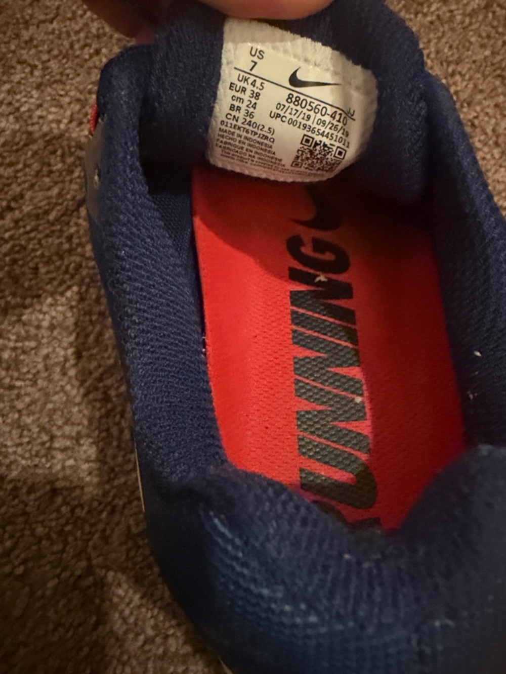 Nike Navy & White Running Sneakers with Red Accents - Picture 5 of 5